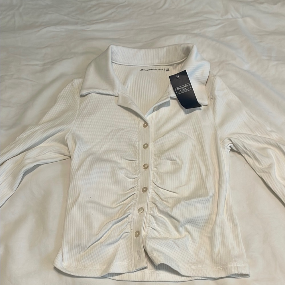White Button-Up Collared Shirt